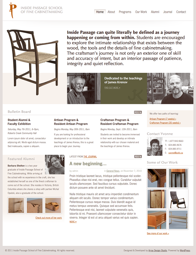 Interactive Design: Inside Passage School of Fine Cabinetmaking