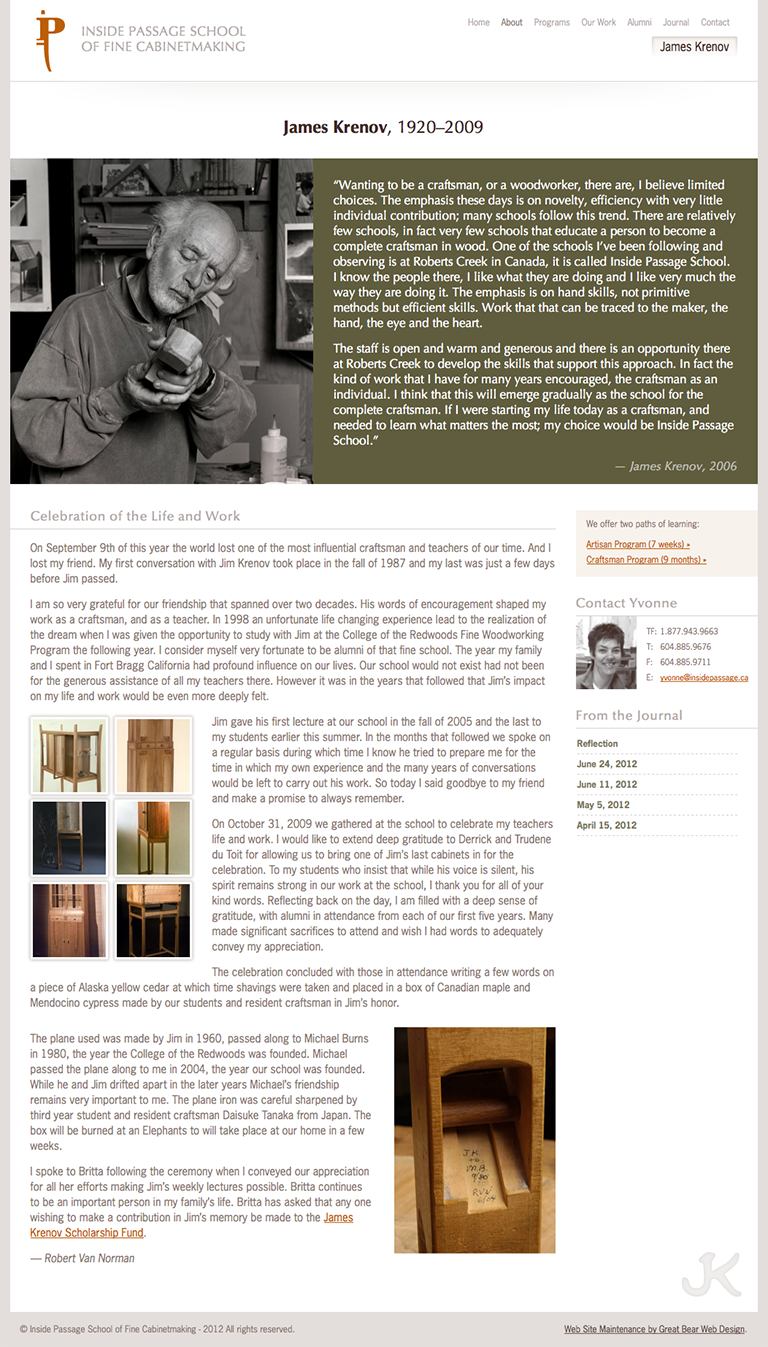 Interactive Design: Inside Passage School of Fine Cabinetmaking