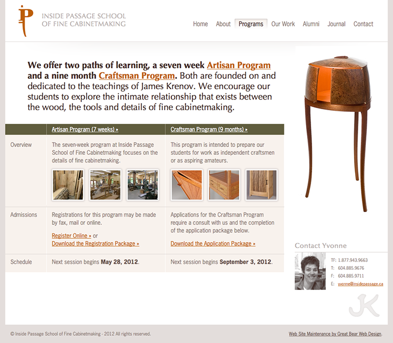 Interactive Design: Inside Passage School of Fine Cabinetmaking