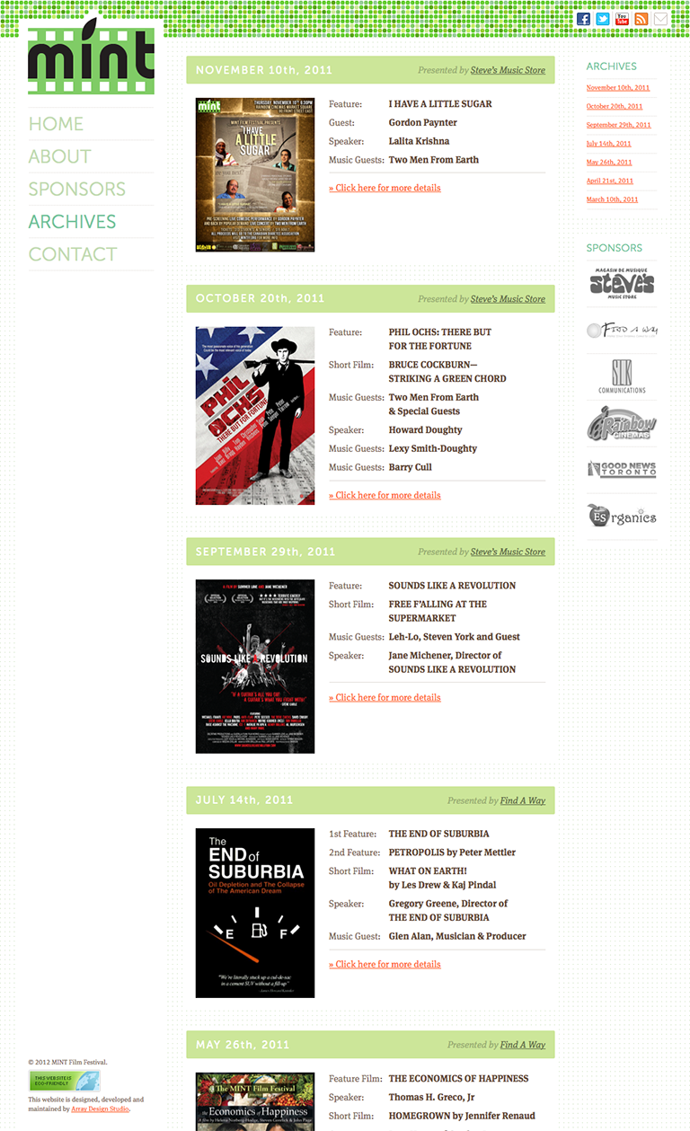 Interactive Design: MINT Film Festival
