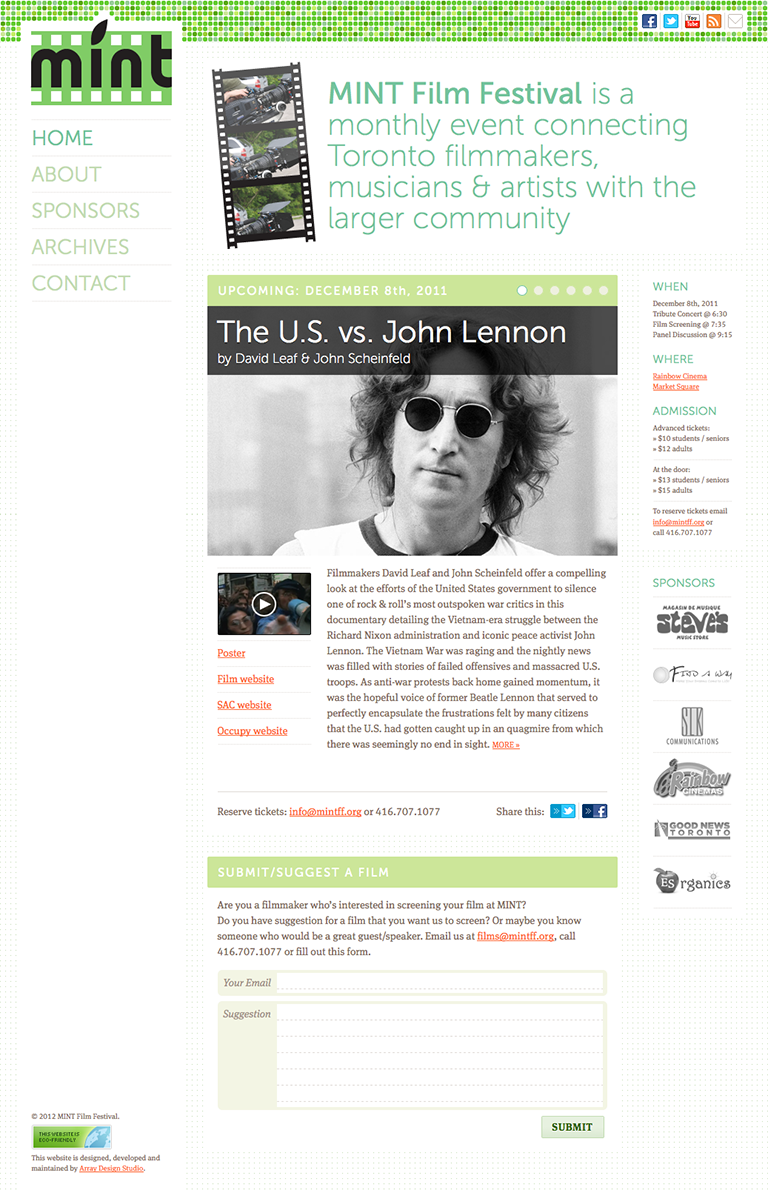 Interactive Design: MINT Film Festival